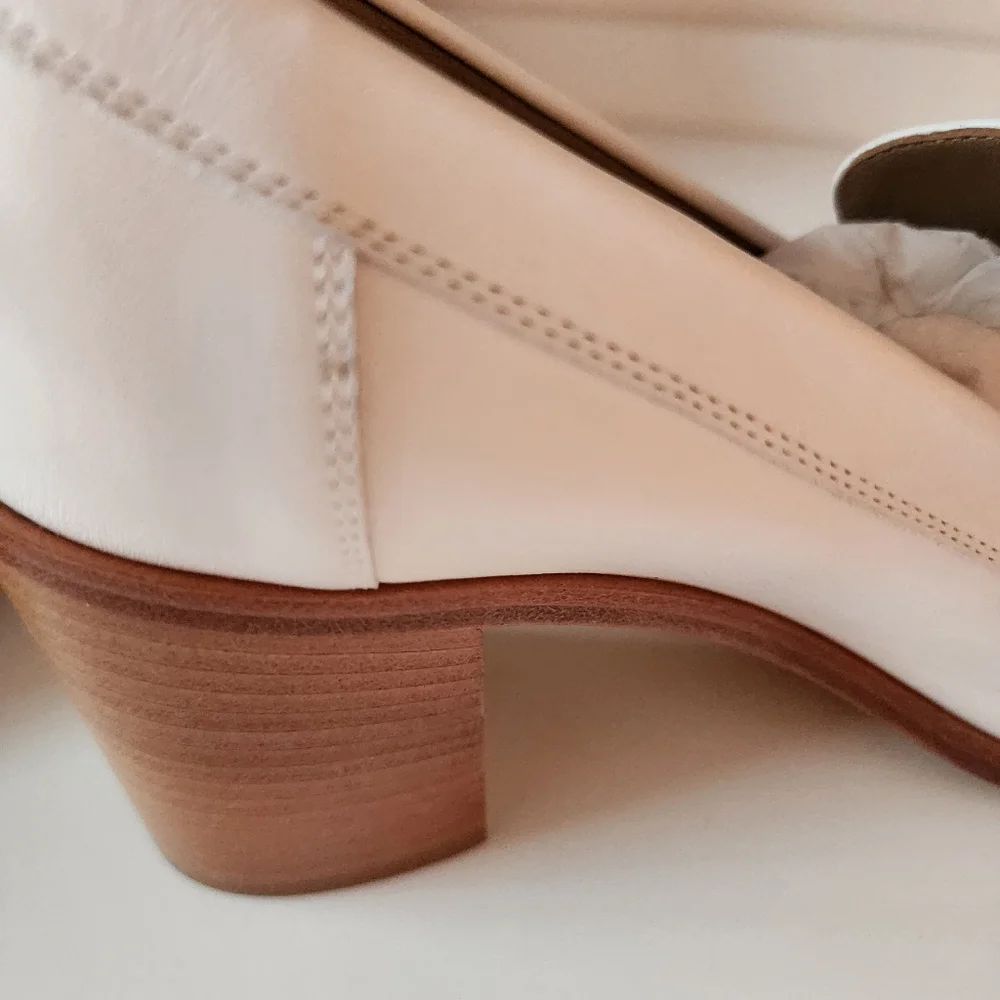 Hermès Dauphine 70 Loafer Blanc Calfskin with Rose Gold-plated Buckle sz 37.5 - Picture 10 of 16